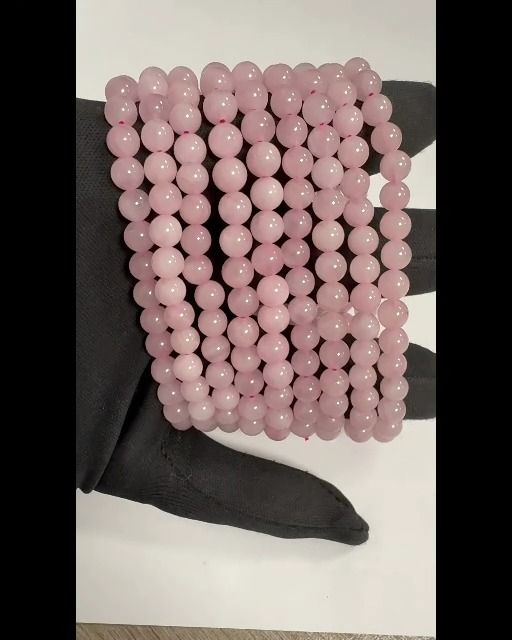 Pulseira de Quartzo Rosa com contas de 6mm
