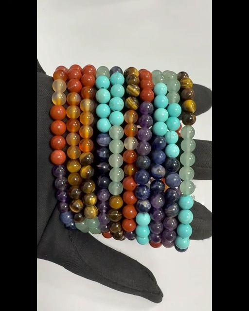 Pulseira de 7 chakras com contas de 6 mm