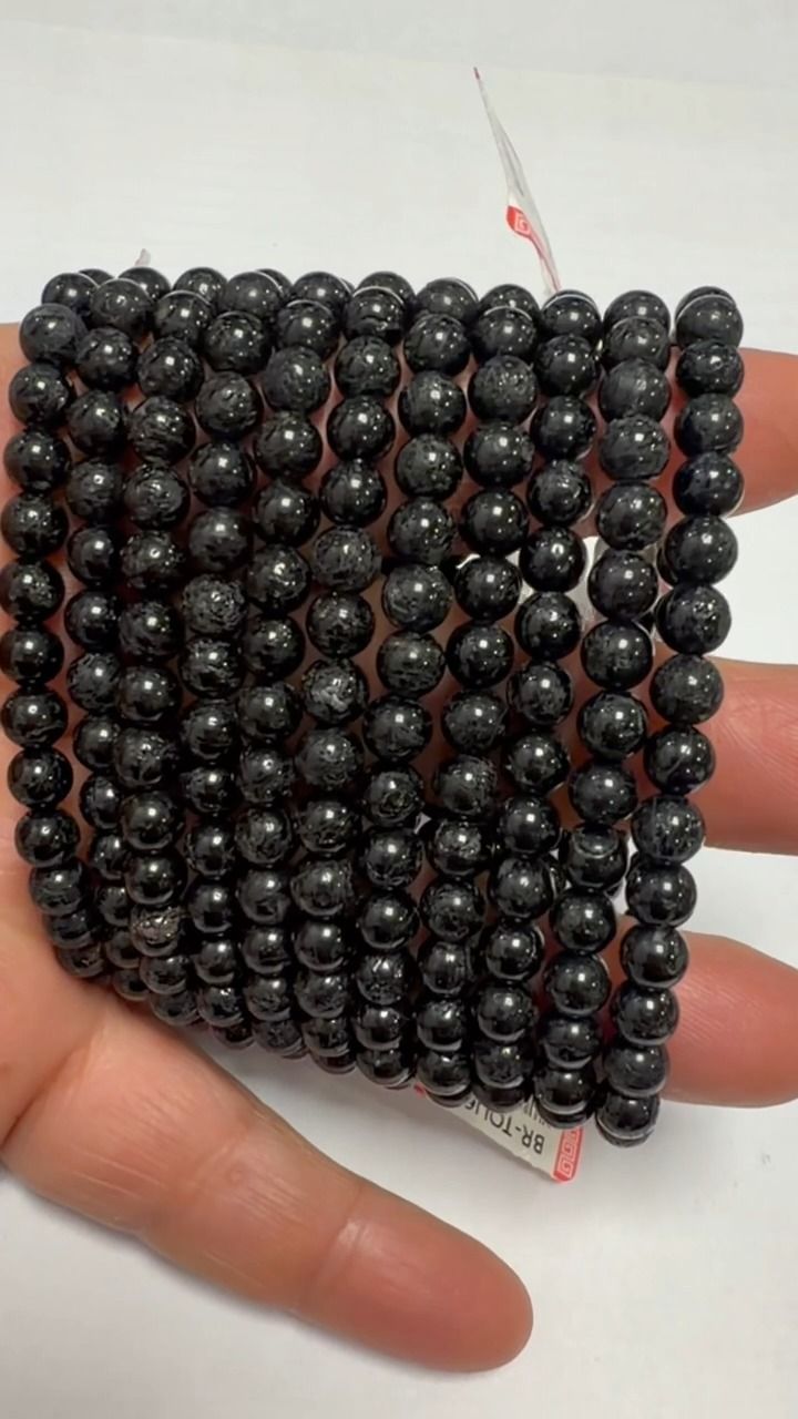 Pulseira Turmalina Negra AB contas de 7-8mm