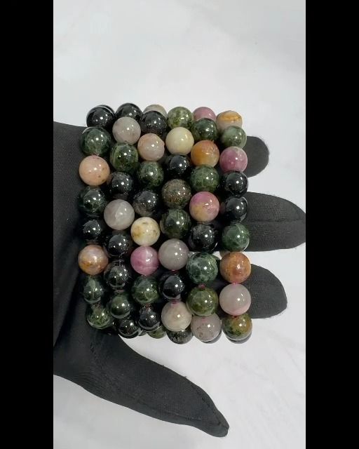 Pulseira turmalina multicolor A perles 10mm