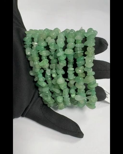 Pulseira de chips de aventurina verde 5-8mm 18cm