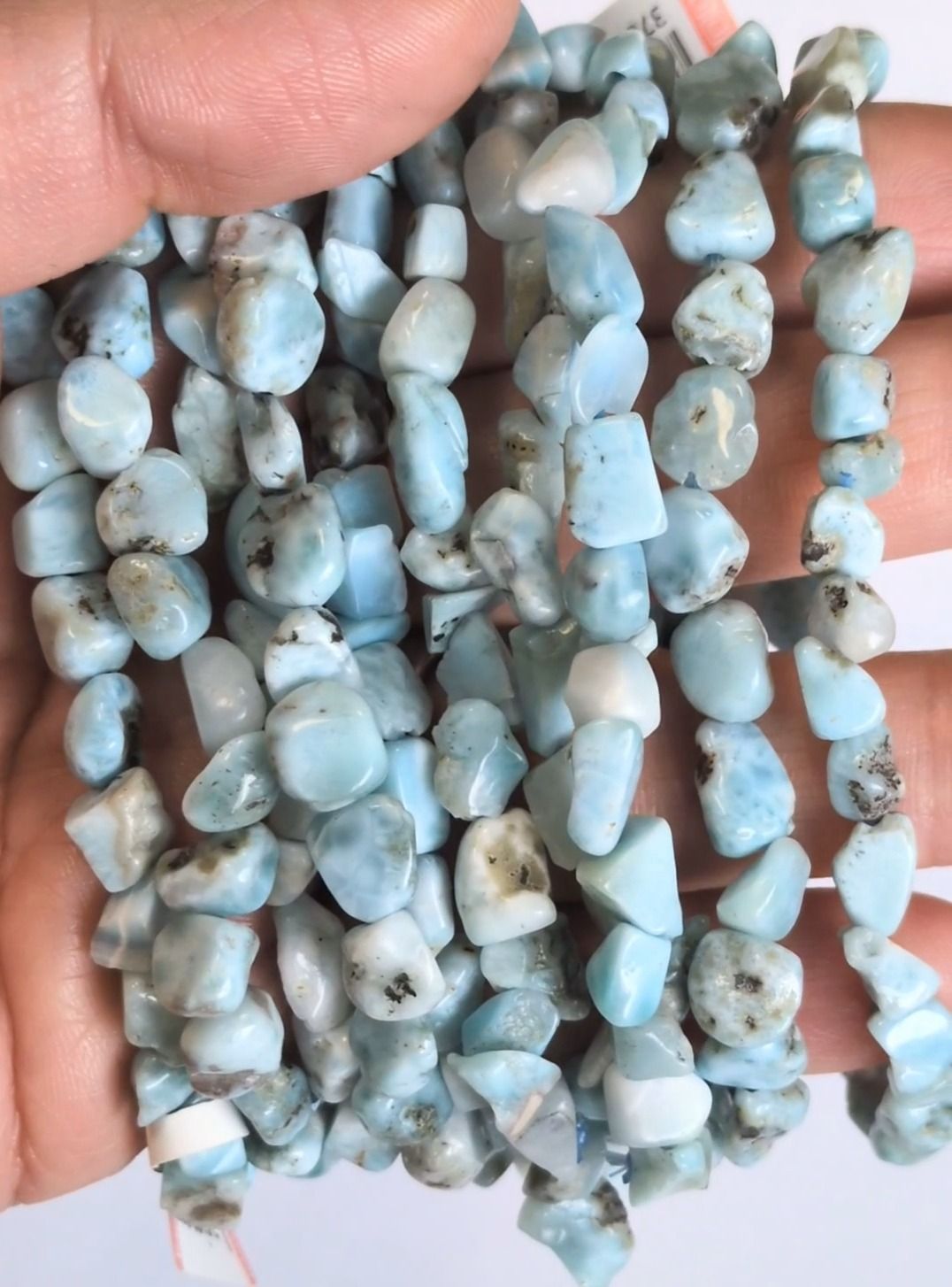 Pulseira Larimar AA com pedras roladas de 5 a 8 mm