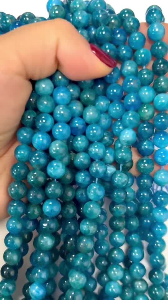 Contas de Apatite Azul AA+ 8mm no fio 40cm