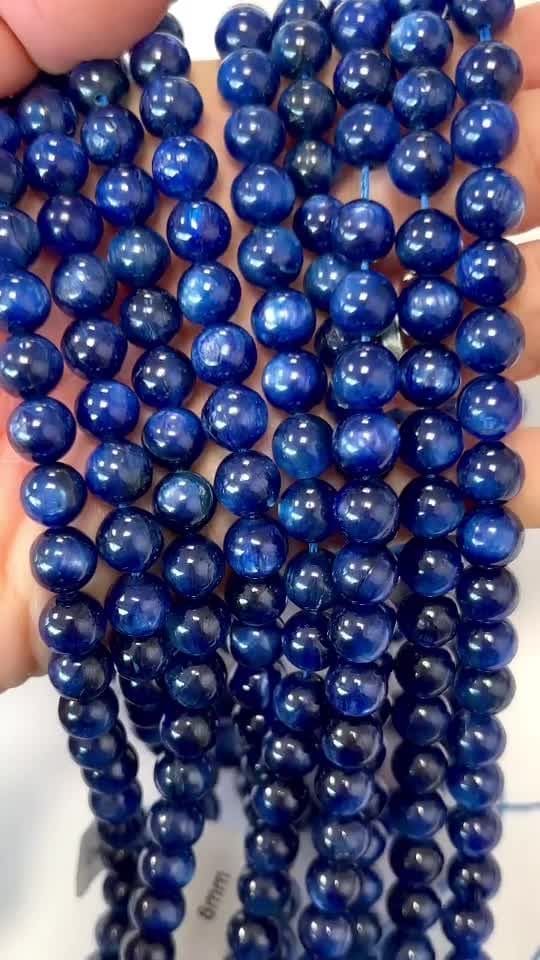 Contas AA de cianite azul aquecidas 8mm em fio 40cm