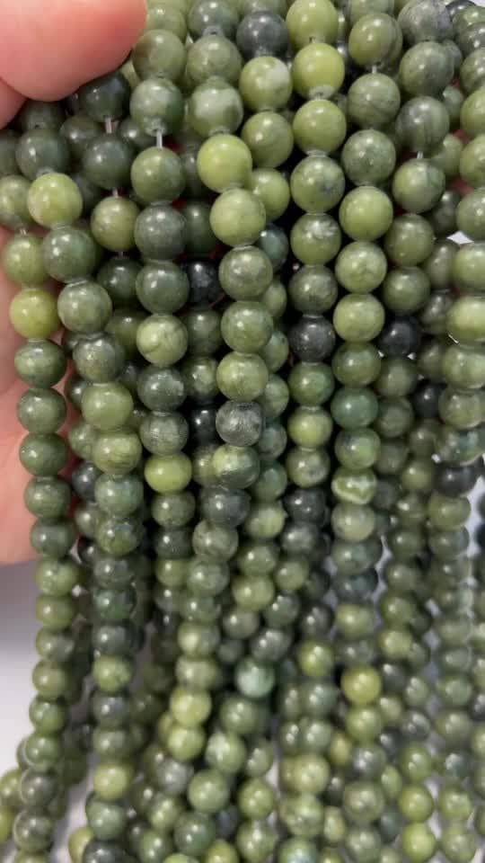 Contas de Nefrita de Jade A 8mm em arame 40cm