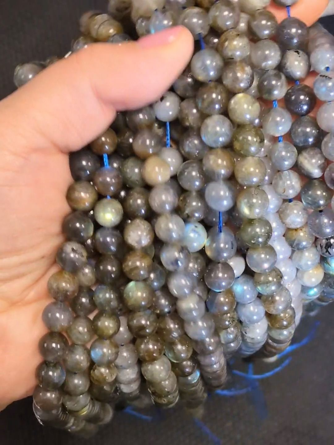 Contas Labradorite A 8-9mm em arame 40cm