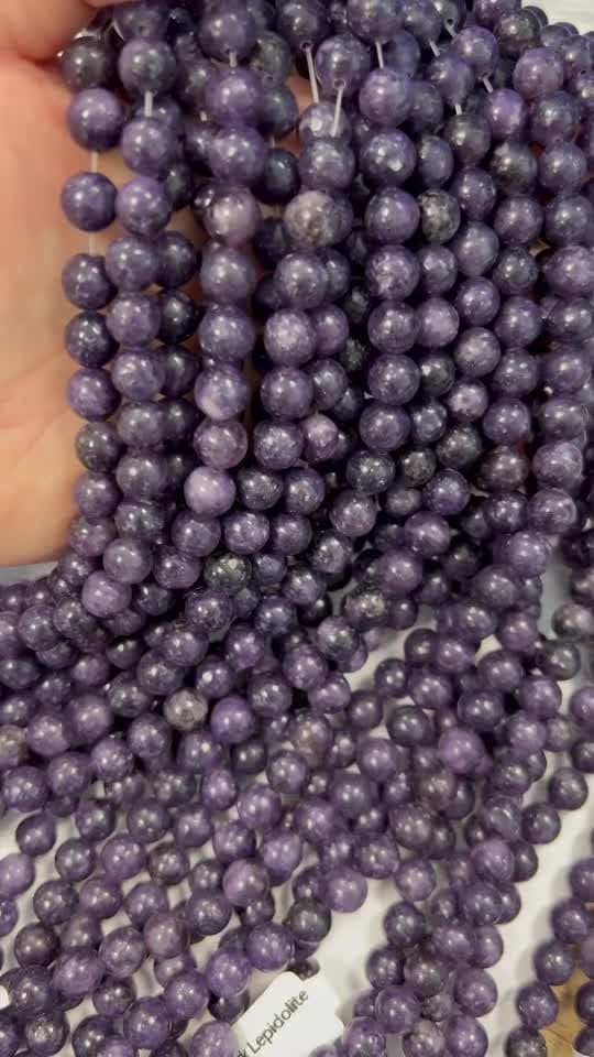Contas de Lepidolite escura A 8mm em fio 40cm