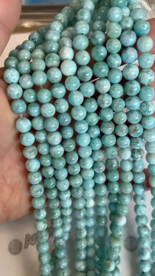 Larimar AA contas redondas 7mm em arame 40cm