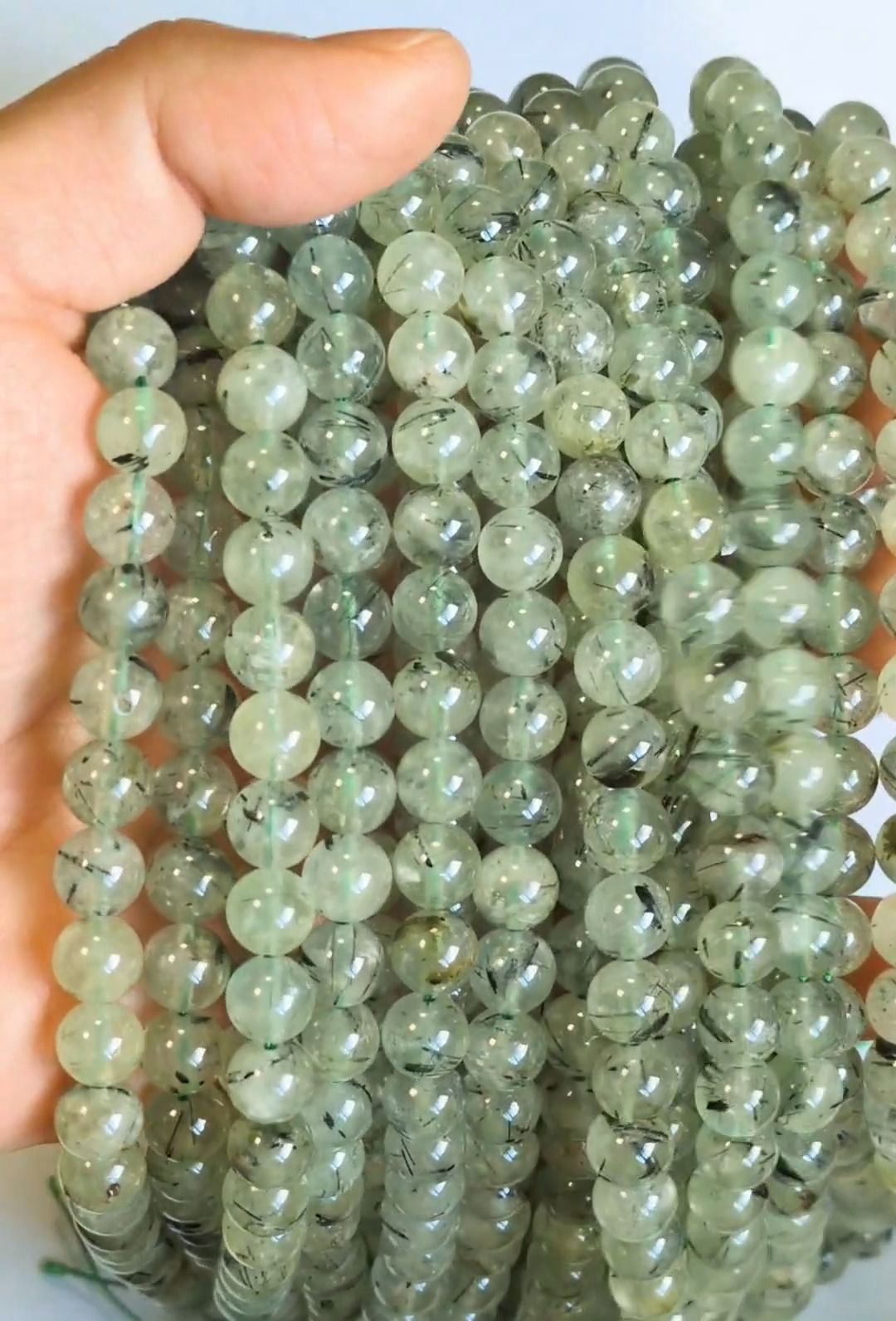 Prehnite A 8mm em fio de 40cm