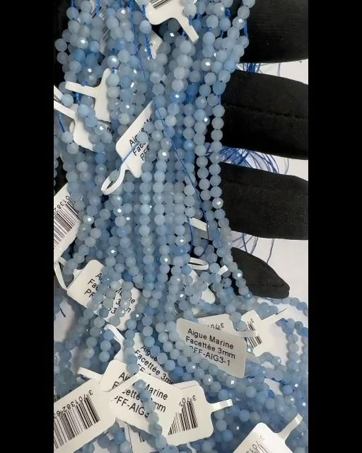 Contas Facetadas Aquamarine A 3mm em fio 40cm