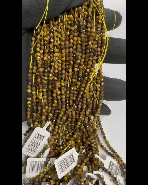 Olho de tigre Contas facetadas A+ 3-4mm em arame 40cm