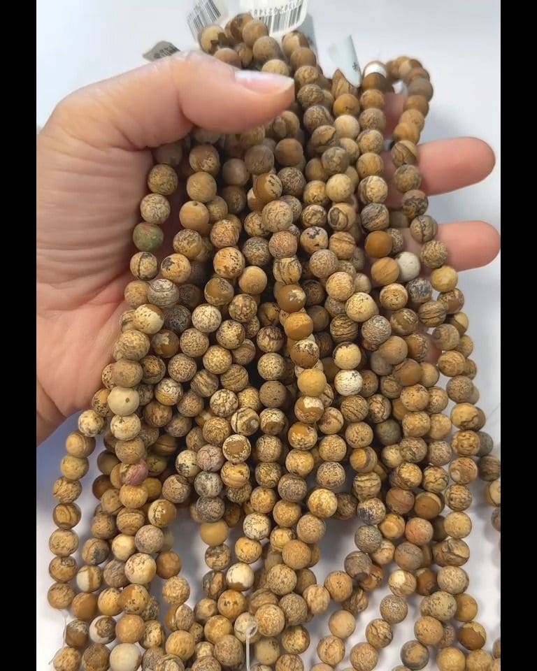Jaspe mate com 8mm em arame 40cm