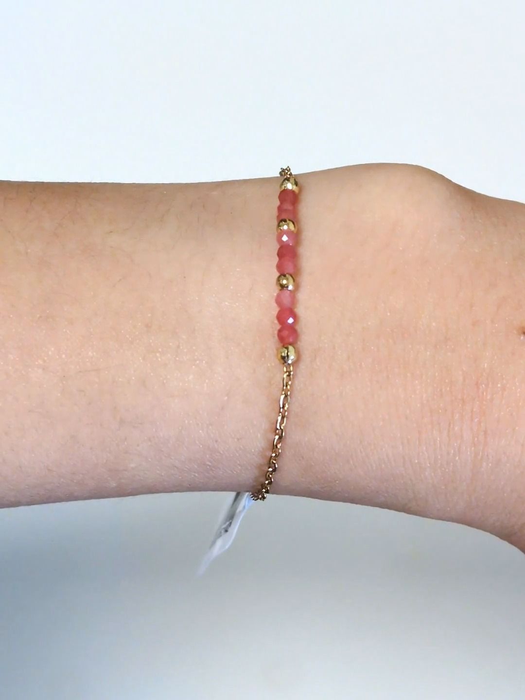 Pulseira de Calcedônia Rosa Facetada – Aço Inoxidável