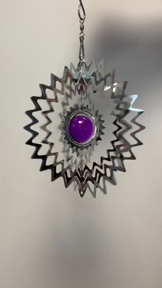 Sino de vento em aço 3D flor da vida 15cm